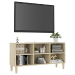 Mobile TV Gambe in Legno Massello Rovere Sonoma 103,5x30x50cm