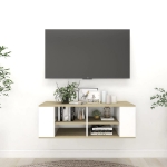 Mobile TV Parete Bianco Rovere Sonoma 102x35x35 cm Multistrato