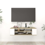 Mobile TV Pensile Bianco Rovere Sonoma 100x30x26,5 Multistrato