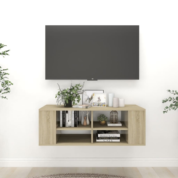 Mobile TV da Parete Rovere Sonoma 102x35x35cm Legno Multistrato