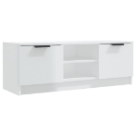 Mobile Porta TV Bianco Lucido 102x35x36,5 cm Legno Multistrato