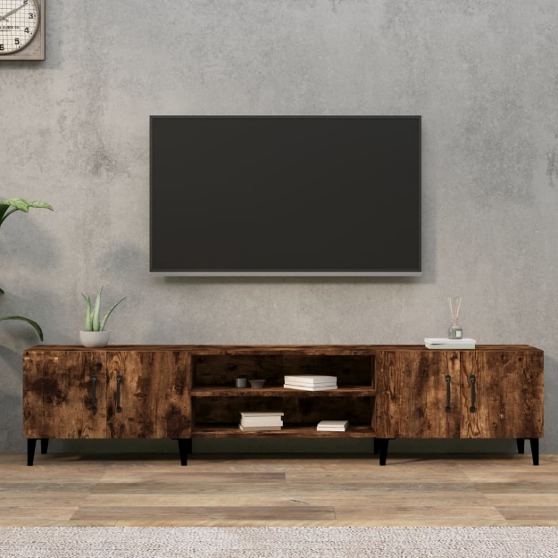 Mobile TV Rovere Fumo 180x31,5x40 cm in Legno Multistrato