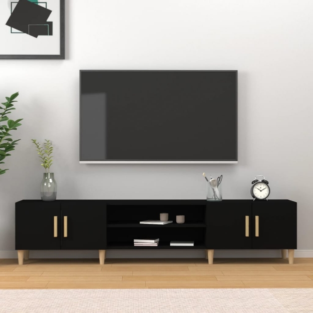 Mobile Porta TV Nero 180x31,5x40 cm in Legno Multistrato