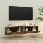 Mobili TV Muro 2pz Rovere Marrone 100x30x30cm Legno Multistrato