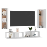 Set Mobili Porta TV 4 pz Bianco in Legno Multistrato