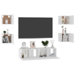 Set di Mobili Porta TV 6 pz Bianco in Legno Multistrato