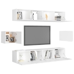 Set Mobili Porta TV 6 pz Bianco in Legno Multistrato