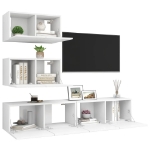 Set Mobili Porta TV 4 pz Bianco in Legno Multistrato