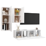 Set di Mobili Porta TV 4 pz Bianco in Legno Multistrato