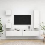 Set di Mobili Porta TV 5 pz Bianco in Legno Multistrato