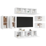 Set Mobili Porta TV 8 pz Bianco in Legno Multistrato