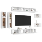 Set Mobili Porta TV 8 pz Bianco in Legno Multistrato