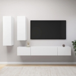 Set di Mobili Porta TV 4 pz Bianco in Legno Multistrato