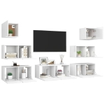 Set Mobili Porta TV 7 pz Bianco in Legno Multistrato