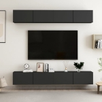 Mobili Porta TV 4 pz Neri 100x30x30 cm in Legno Multistrato