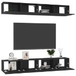 Mobili Porta TV 4 pz Neri 100x30x30 cm in Legno Multistrato