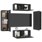 Set di Mobili Porta TV 4 pz Nero in Legno Multistrato