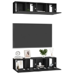 Mobili Porta TV 4 pz Neri 60x30x30 cm in Legno Multistrato