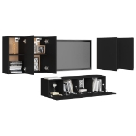 Set Mobili Porta TV 6 pz Nero in Legno Multistrato