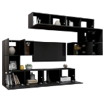 Set di Mobili Porta TV 8 pz Nero in Legno Multistrato