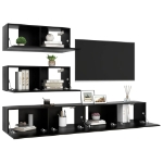 Set di Mobili Porta TV 4 pz Nero in Legno Multistrato