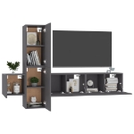 Set Mobili Porta TV 5 pz Grigio in Legno Multistrato