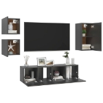 Set Mobili Porta TV 5 pz Grigio in Legno Multistrato