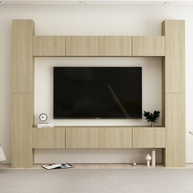 Set di Mobili Porta TV 8 pz Rovere Sonoma in Legno Multistrato