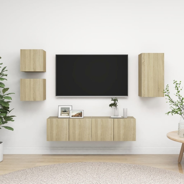 Set di Mobili TV 5 pz Rovere Sonoma in Legno Multistrato