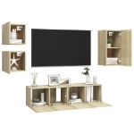 Set di Mobili TV 5 pz Rovere Sonoma in Legno Multistrato