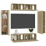 Set di Mobili Porta TV 6 pz Rovere Sonoma in Legno Multistrato