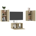 Set di Mobili Porta TV 3 pz Rovere Sonoma in Legno Multistrato