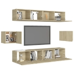 Set di Mobili Porta TV 6 pz Rovere Sonoma in Legno Multistrato