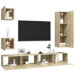 Set di Mobili TV 5 pz Rovere Sonoma in Legno Multistrato