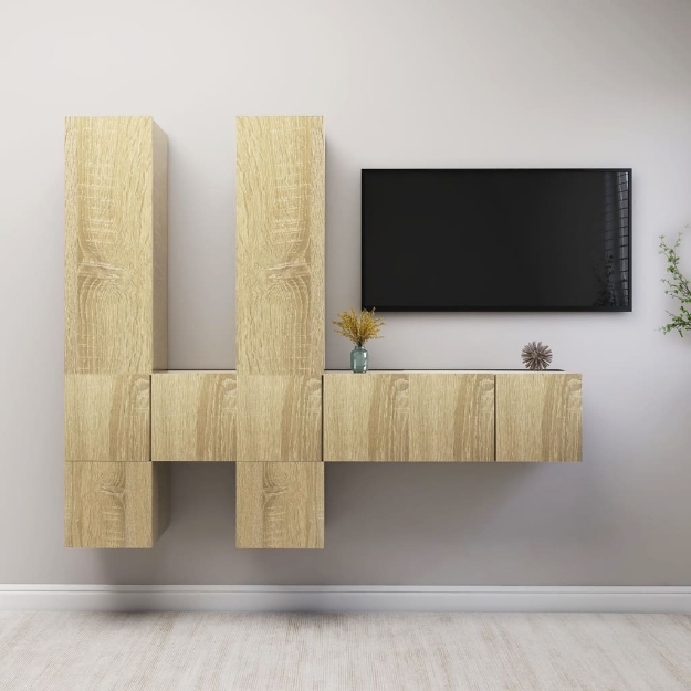 Set di Mobili Porta TV 7 pz Rovere Sonoma in Legno Multistrato