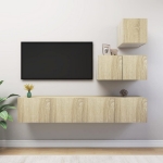 Set di Mobili Porta TV 4 pz Rovere Sonoma in Legno Multistrato