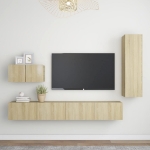 Set di Mobili Porta TV 4 pz Rovere Sonoma in Legno Multistrato