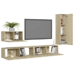 Set di Mobili Porta TV 4 pz Rovere Sonoma in Legno Multistrato