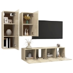 Set di Mobili Porta TV 4 pz Rovere Sonoma in Legno Multistrato