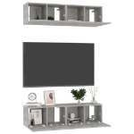 Mobili TV 4 pz Grigio Cemento 60x30x30 cm in Legno Multistrato