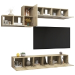 Set di Mobili Porta TV 7 pz Rovere Sonoma in Legno Multistrato