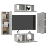 Set di Mobili Porta TV 4 pz Grigio Cemento in Legno Multistrato