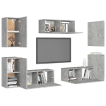 Set di Mobili Porta TV 7 pz Grigio Cemento in Legno Multistrato