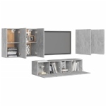 Set di Mobili Porta TV 6 pz Grigio Cemento in Legno Multistrato