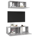 Set di Mobili Porta TV 2 pz Grigio Cemento in Legno Multistrato