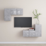 Set di Mobili Porta TV 4 pz Grigio Cemento in Legno Multistrato