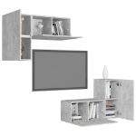 Set di Mobili Porta TV 4 pz Grigio Cemento in Legno Multistrato