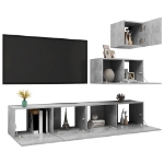 Set di Mobili Porta TV 4 pz Grigio Cemento in Legno Multistrato