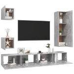 Set di Mobili Porta TV 5 pz Grigio Cemento in Legno Multistrato