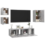 Set di Mobili Porta TV 5 pz Grigio Cemento in Legno Multistrato